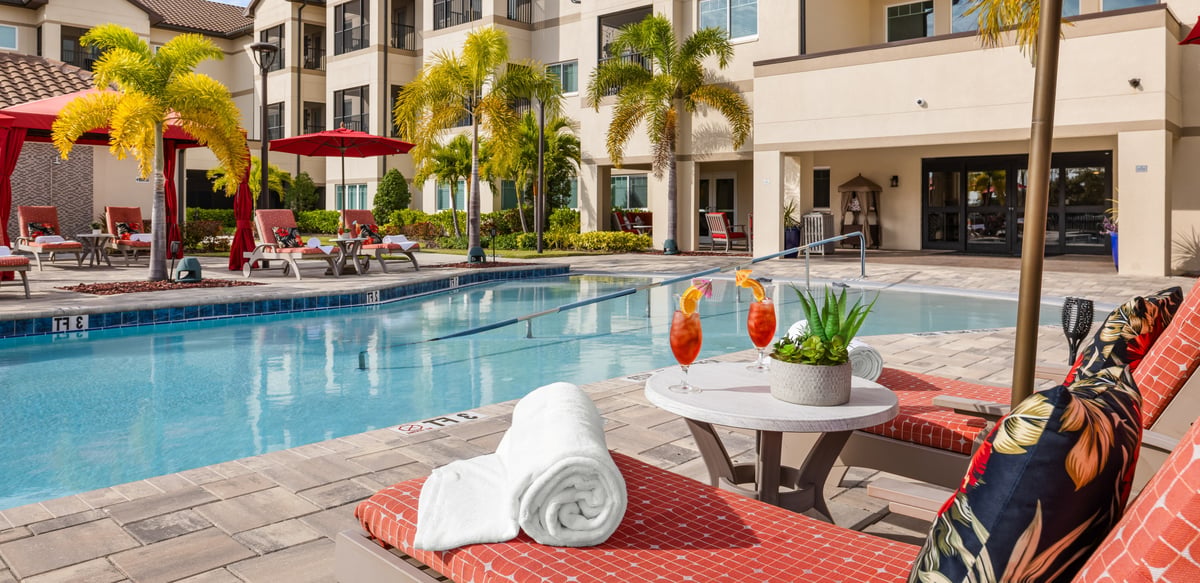 Poolside at Discovery Village Sarasota Bay
